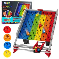 Regenbogen-Brettbausteine, Ballbahn, Rutsche, Ballfangspiel, 477 Teile.