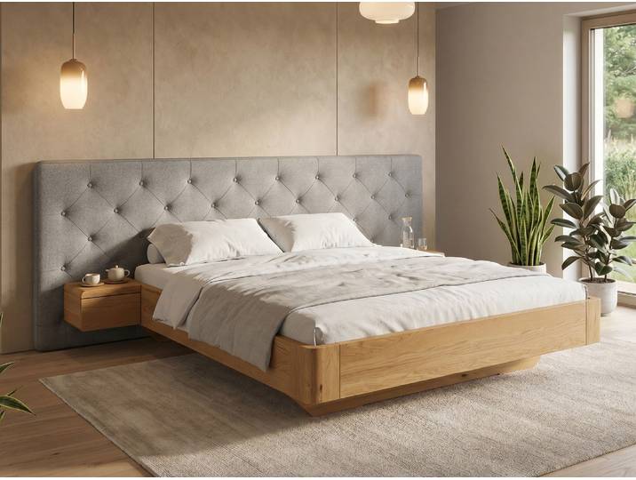 Bett „Clarissa“ Eiche 140 x 190 cm Massivholz Eiche