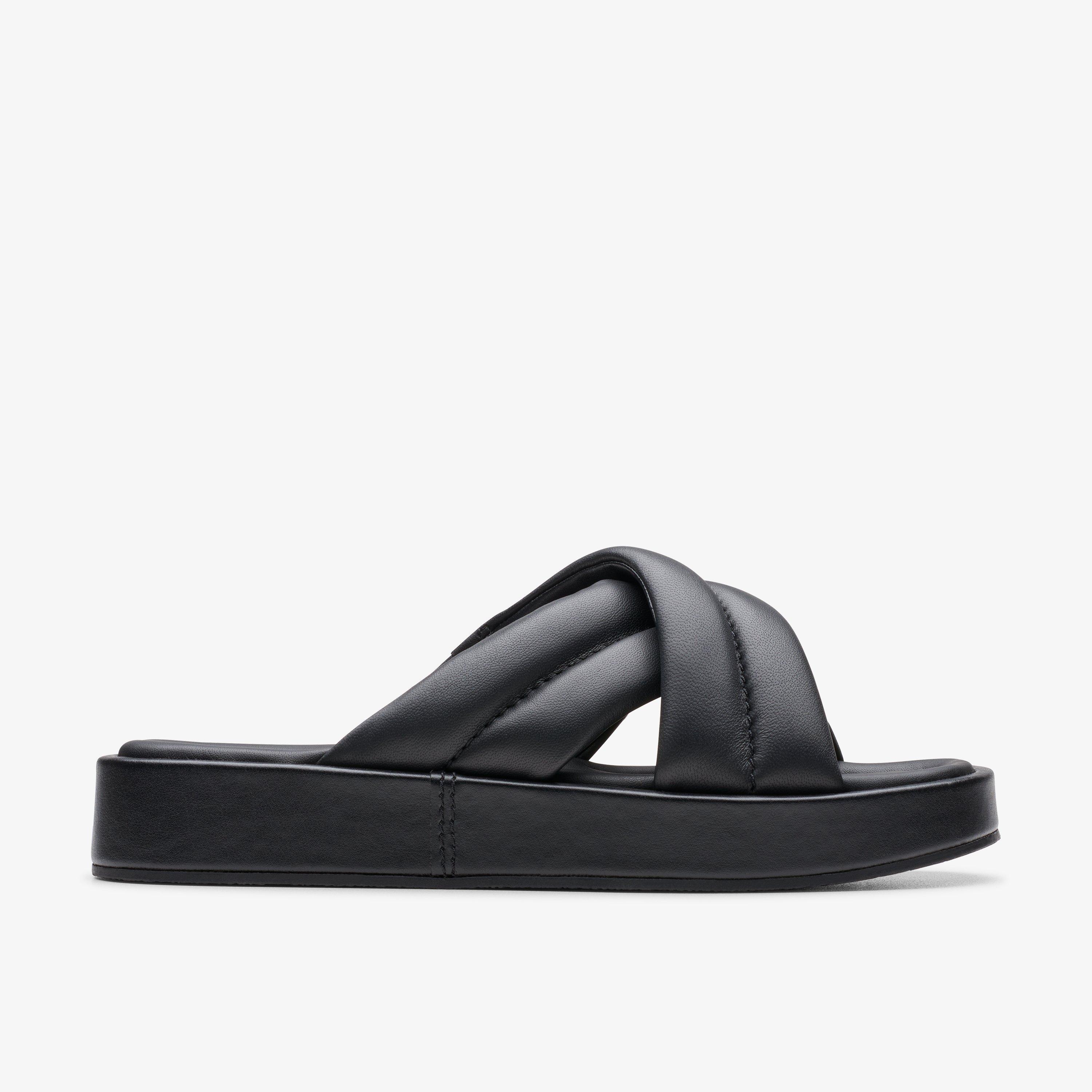 Alda Glide Schwarze Leder-Sandalen