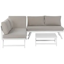 LOUNGE SET 5-Sitzer modular weiß Auflagen taupe Coccorino
