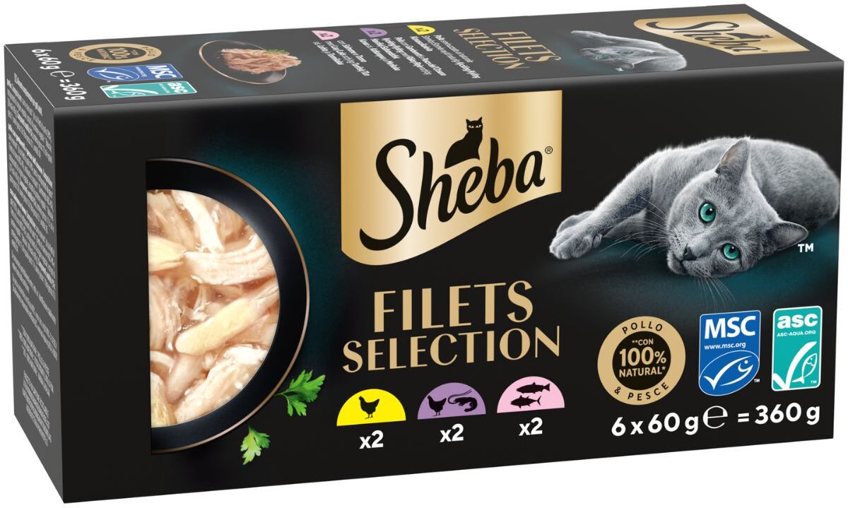 Sheba Filets Cat Multipack 6x60g TONNO POLLO PESCE SALMONE