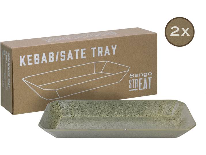 Servierschale CREATABLE Kebab , grün, B:13cm T:30cm, Steinzeug, Schüsseln, Servierschale, Snackschale, Topaktueller „Street Food“ Trend