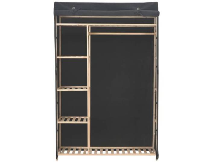 HKQWPBF Kleiderschrank Grau 110 x 40 x 170 cm Stoff 5 feste Regalböden, Kleiderstange, Stofftür, Staubschutz, Schuhe, Pullover, Jeans, Hüte, Handtaschen, Blusen, Hemden,