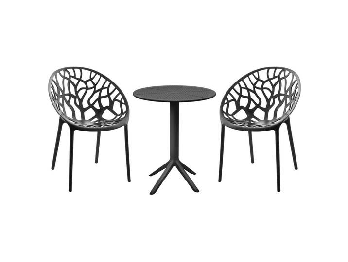 CLP Gartensitzgruppe Kunststoff Schwarz, Gartenmöbel, Gartengarnituren, Gartenmöbel-Sets