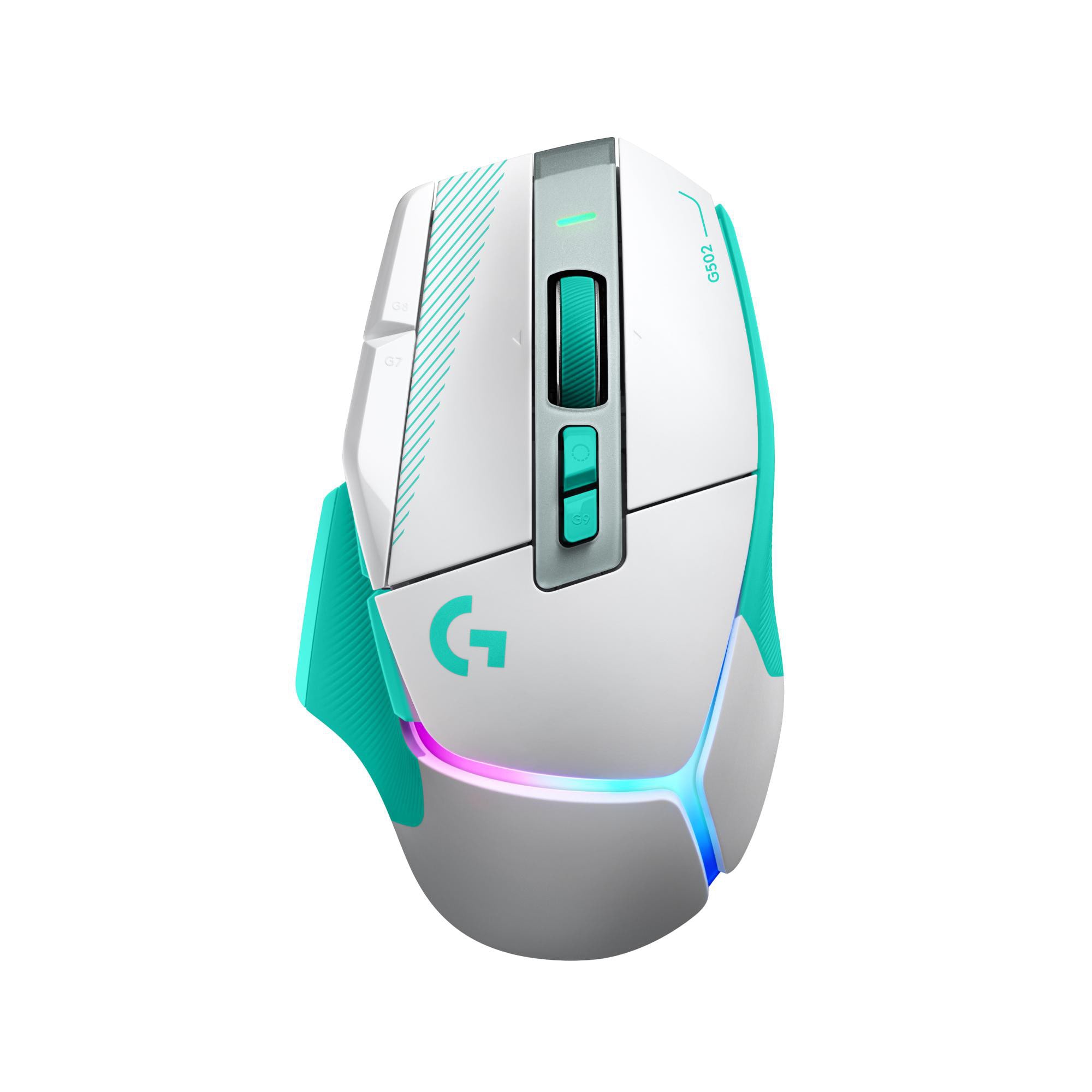 Logitech G G502 X PLUS LIGHTSPEED Weiß-/Mint Gaming Maus - Kabellose High-End Gaming-Maus mit HERO 44K Sensor und LIGHTFORCE Hybrid Switches