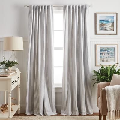 Martha Stewart Ticking Stripe Back Tab Curtain Panel Pair