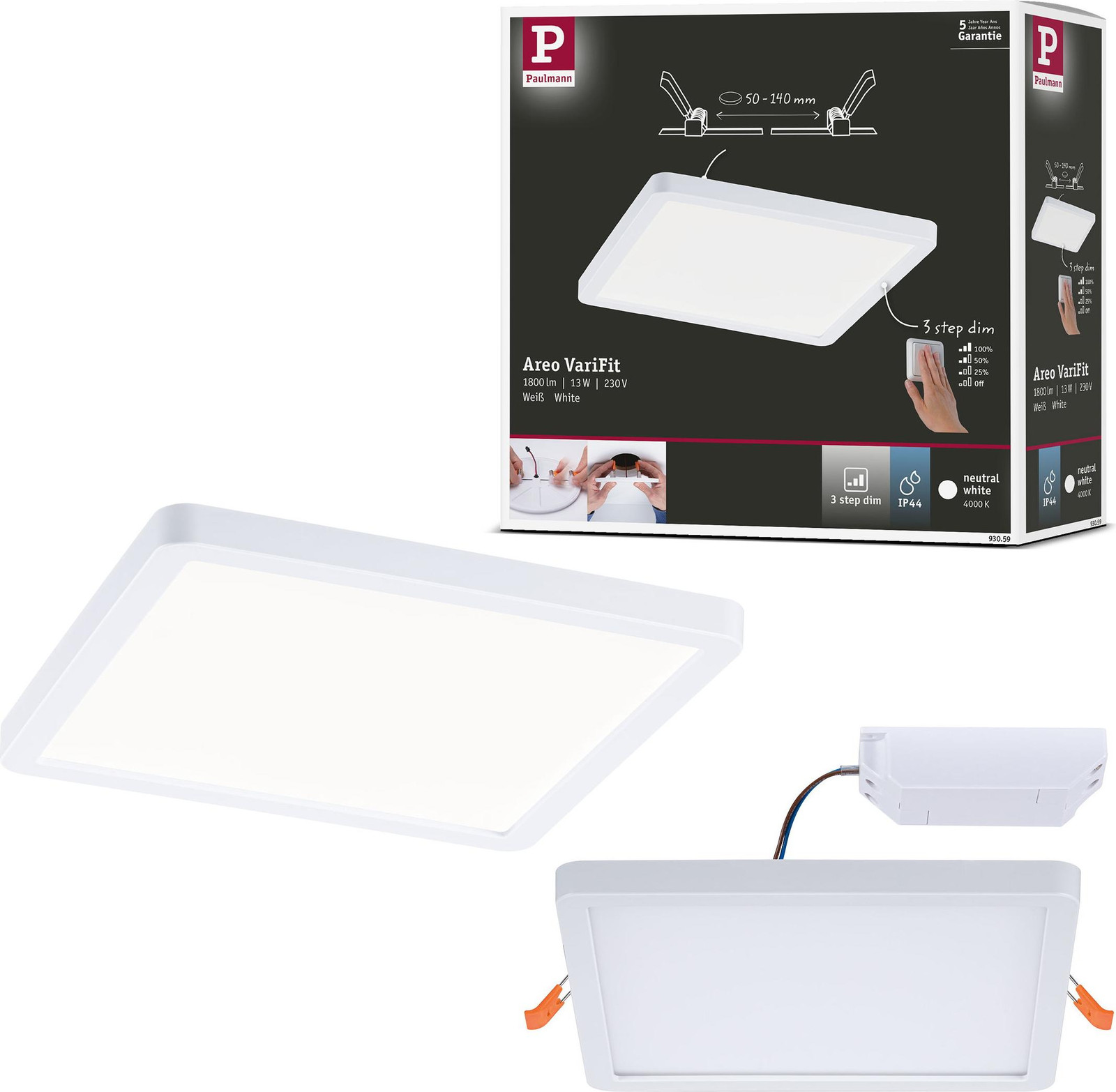 Paulmann VariFit LED inbouwpaneel Areo vierkant
