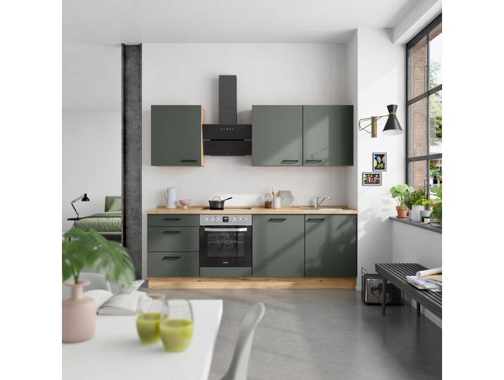 Küchenblock Easytouch High m. Geräten Dunkelgrün