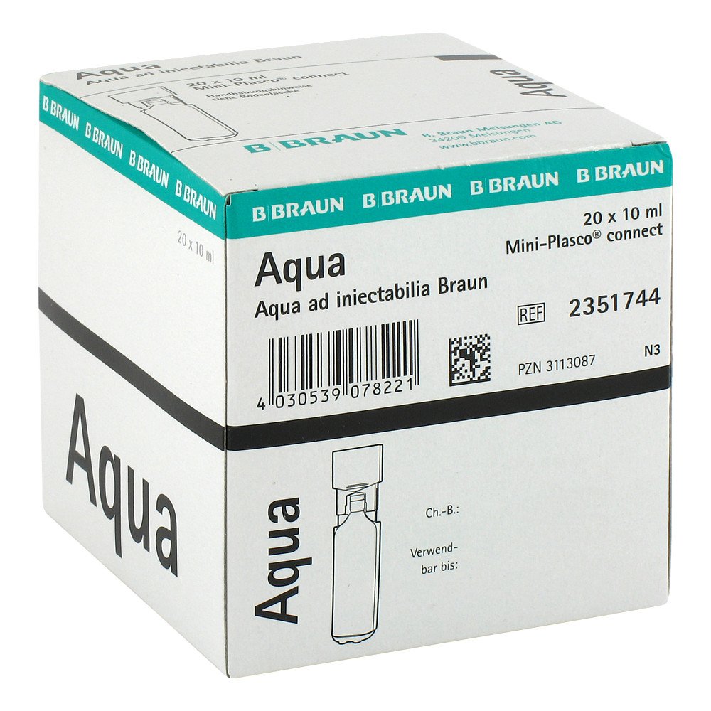 B. Braun Melsungen AG Aqua Ad Injectabilia Miniplasco connect iniecto -lsg. 03113087