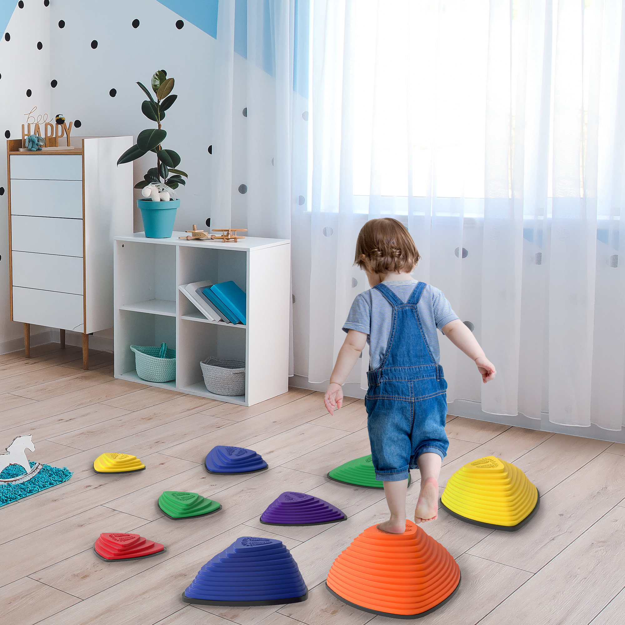 Aiyaplay Set di 9 pietre di equilibrio, design antiscivolo, per interni & esterni, impilabile, Multicolore   Aosom Italy