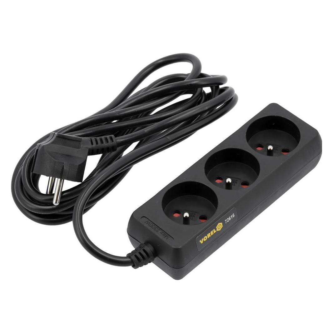 Toya Elektrisches Verlängerungskabel mit Erdung, 3 Steckdosen, 3 m, 72616 (3x, CEE 7/3, 3 m) (72616)