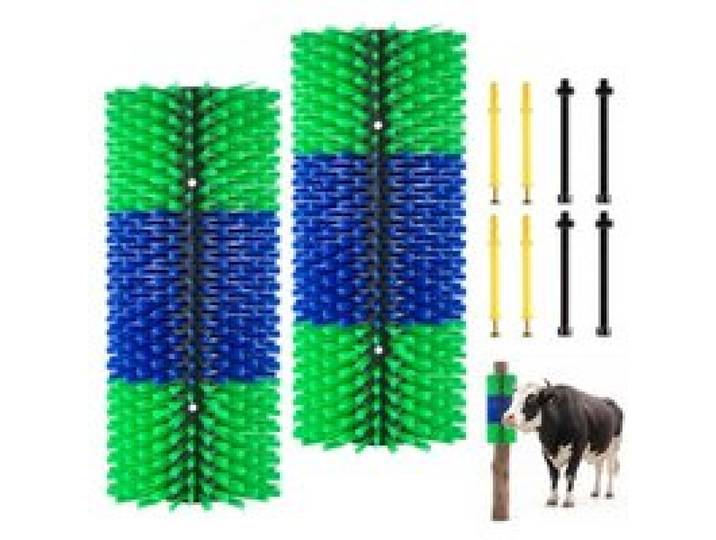 VEVOR Kratzbürste 43x19 cm, Viehbürste 2 Stk. inkl. 8 Schrauben, Rinderkratzer zur Linderung von Rückenjucken, Massage-& Pflege-Kratzwerkzeug für Pferde, Rinder, Schafe & Schweine, Grün & Blau