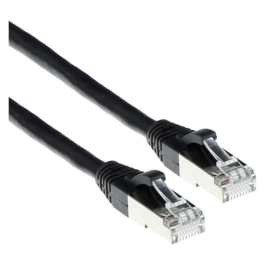 ACT Black 10 meter SFTP CAT6A patch cable snagless with RJ45 connectors. Cat6a s/ftp snagless bk 10.00m (S/FTP, CAT6a, 10 m) (FB6910)