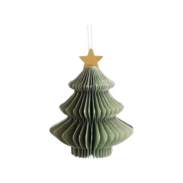 Dille & Kamille Kerstboom hanger van groen honingraatpapier, 9 cm