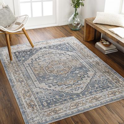 Teppich LIVABLISS "ZARAGOZA", blau, B:200cm H:5,1mm L:275cm, Polyester, Teppiche, Teppich