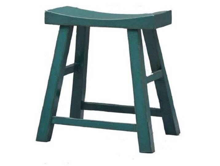 Fine Asianliving Chinese Stool Wood Glossy Blue W45xD21 x H 50 cm
