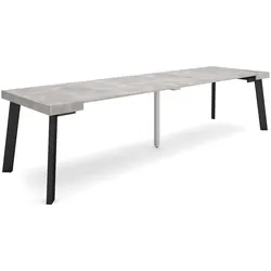 SKRAUT HOME Ausziehbarer Konsolentisch, 302x90x73cm, Für 14 Personen, Holzbeine, Moderner Stil, Zementgrau _ 347_18
