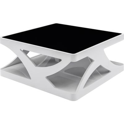 Couchtisch SALESFEVER "Lacona Coffeetable mit stilvollem Aussehen", schwarz-weiß (weiß, schwarz, weiß, schwarz), B:90cm H:38cm T:90cm, Tische, Couchtisch, 10 mm Schwarzglasplatte, rechteckig oder quadratisch