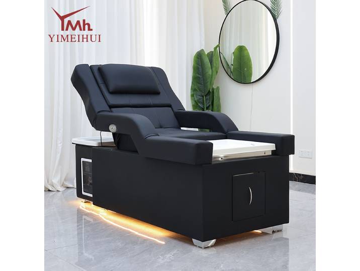 Fauteuil de lavage multifonctionnel de style antique pour salon, avec fonction de levage, pour thérapie capillaire, et lits de spa pour pédicure avec bain de pieds