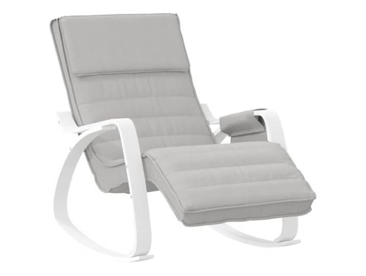 HFXHIJXQ Schaukelstuhl Hellgrau Stoff Relaxstuhl Birkenholz 67x80x88cm Bequemer Schaukelsessel mit dick gepolstertem Kissen und robustem Birkenholzrahmen für Wohnzimmer und Schlafzimmer.