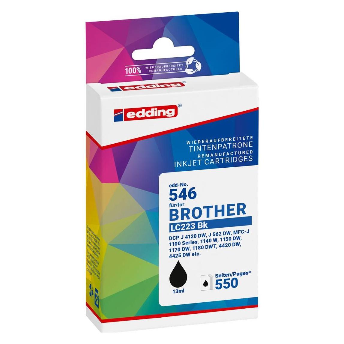 Edding EDD-546 schwarz Druckerpatrone kompatibel zu brother LC-223BK (18-546/18-546-01)