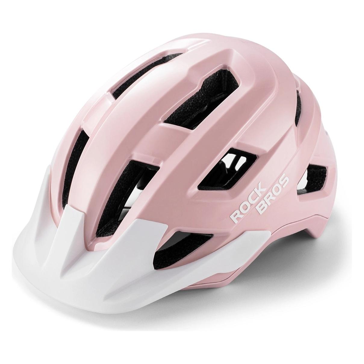 Rockbros Kask rowerowy LK-67 młodzieżowy z odpinanym daszkiem 54-58 cm - różowy (54 - 58 cm) (5907769382376)