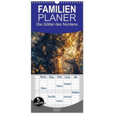 Familienplaner 2027 - Die Götter des Nordens mit 5 Spalten (Wandkalender, 21 x 45 cm) CALVENDO