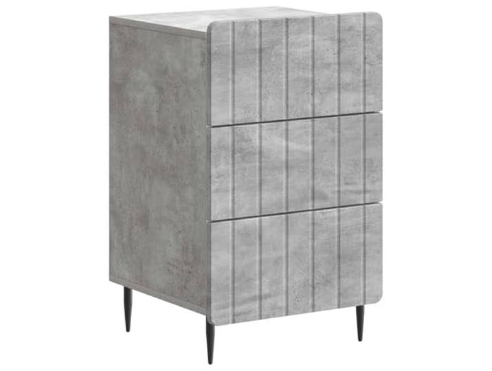 hliofuir Nachttisch Betongrau 43x41x68 cm Beistelltisch 3 Schubladen Schlanker Kommodenschrank für Schlafzimmer und Wohnzimmer mit drei sanft gleitenden Schubladen und stabilen Beinen.