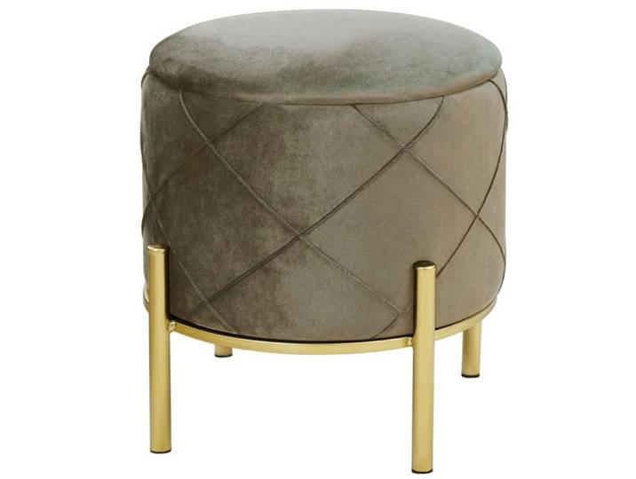 Pouf de Rangement AKORD SAVANA Beige - Velours - Coffre de Rangement - 80 kg