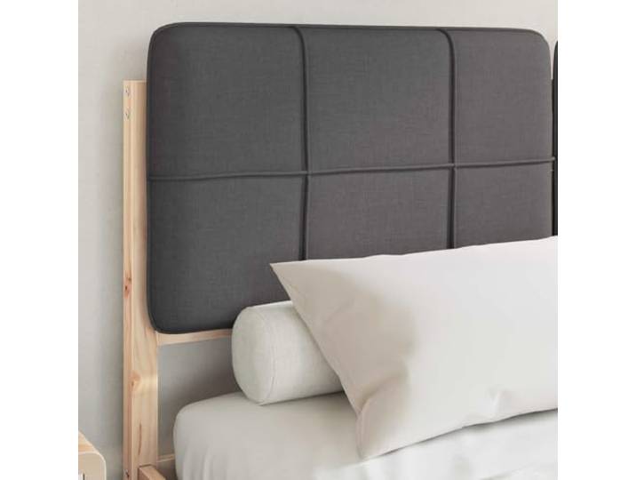 KTHLBRH Kurzes Doppelbett, Dunkelgrau, 140 x 190 cm Massives Kiefernholz, gepolstertes Kopfteil, Lattenrost, waschbarer Bezug, einfache Montage