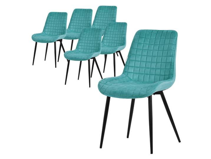 Ml-Design Esszimmerstuhl Petrol 6er Set, Metall, 52x89x60 cm, Esszimmer, Stühle