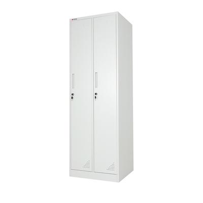 PROREGAL Spind ELEPHANT Metall komplett montiert 2 Abteile 180x60x50cm Kleiderstange Kleiderhaken Lichtgrau Spindschrank Kleiderschrank Metallschrank