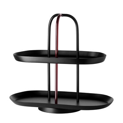 Etagere FINK STUDIO "UPPER EAST", rot, schwarz, B:31cm H:27cm T:16cm, Edelstahl, Servierplatten, Etagere, in Geschenkverpackung