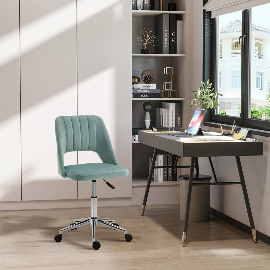 Fairmont Park Vinsetto Mid-Back Swivel Home Office Chair Scallop Computer Desk Chair Green Green 91cm H X 49cm W X 60cm D