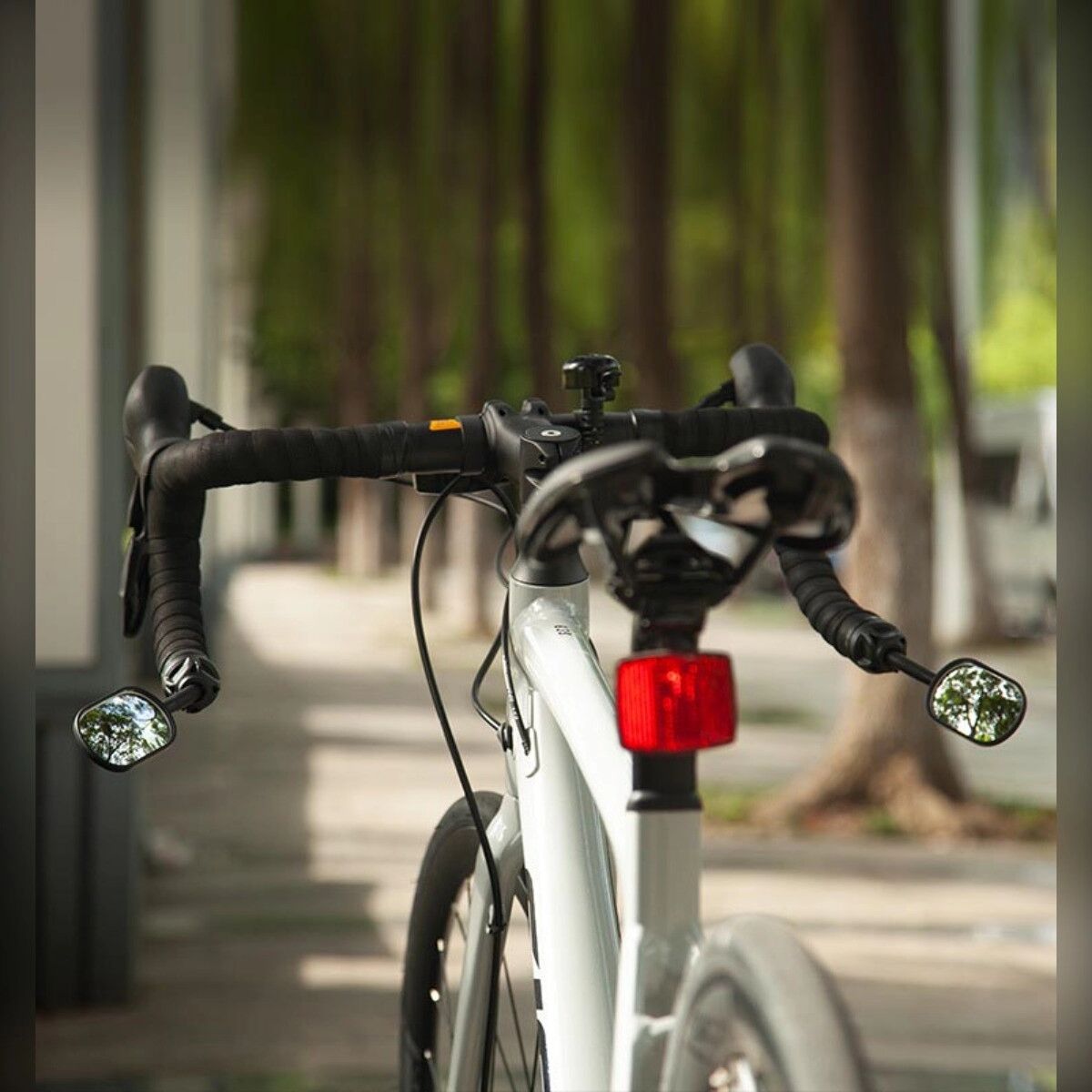 INF Fahrrad-Lenker-Rückspiegel – 360° klappbar, teleskopisch, Acryl-HD-Spiegel, ABS Schwarz