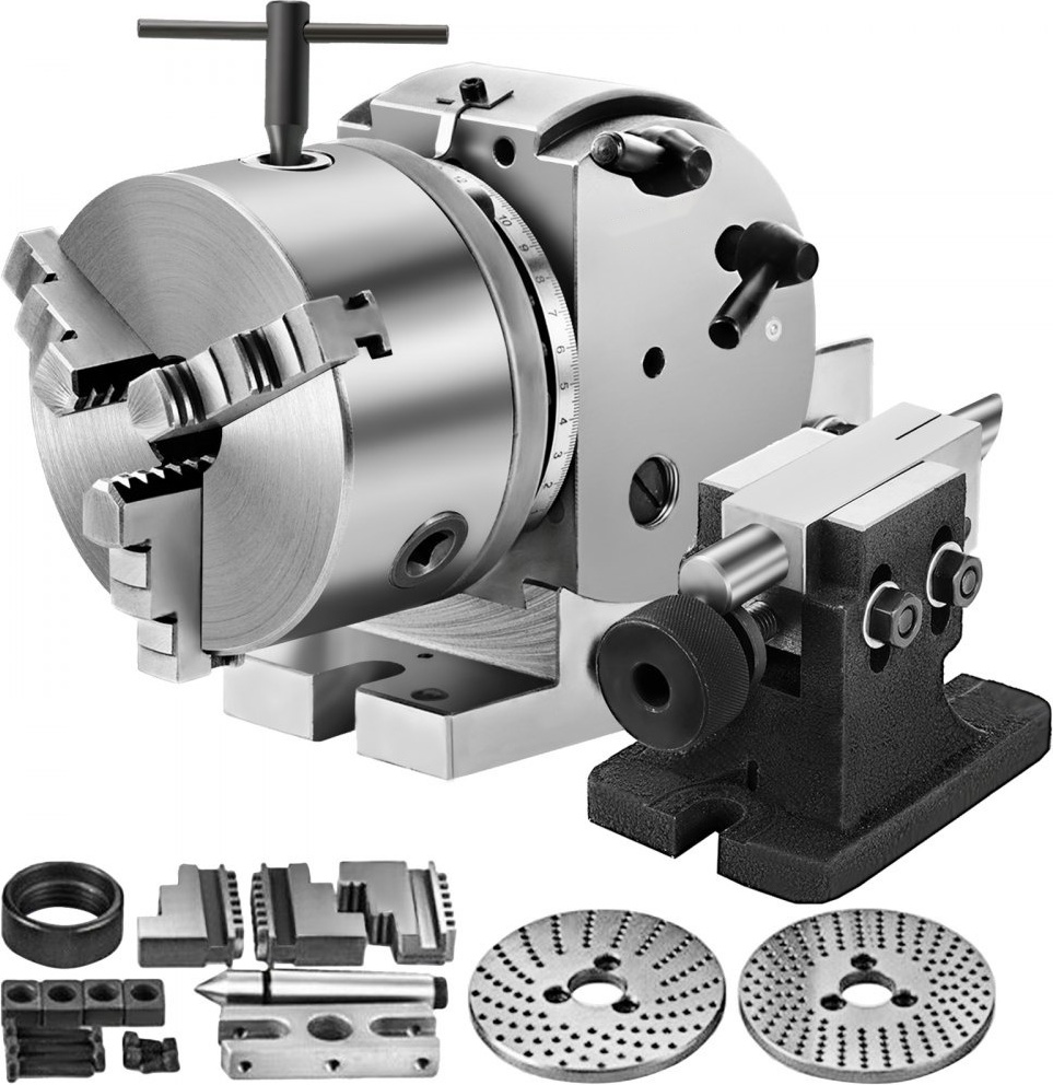 Teilapparat mit Backenfutter MT2 - Rotary Tisch mit Indizierung - Höhe der Mitte 100 mm - Dividing Head 23 kg - Rotary Tisch mit Tellern - Eine Starke Unterstützung für die Bearbeitung von Werkstücken