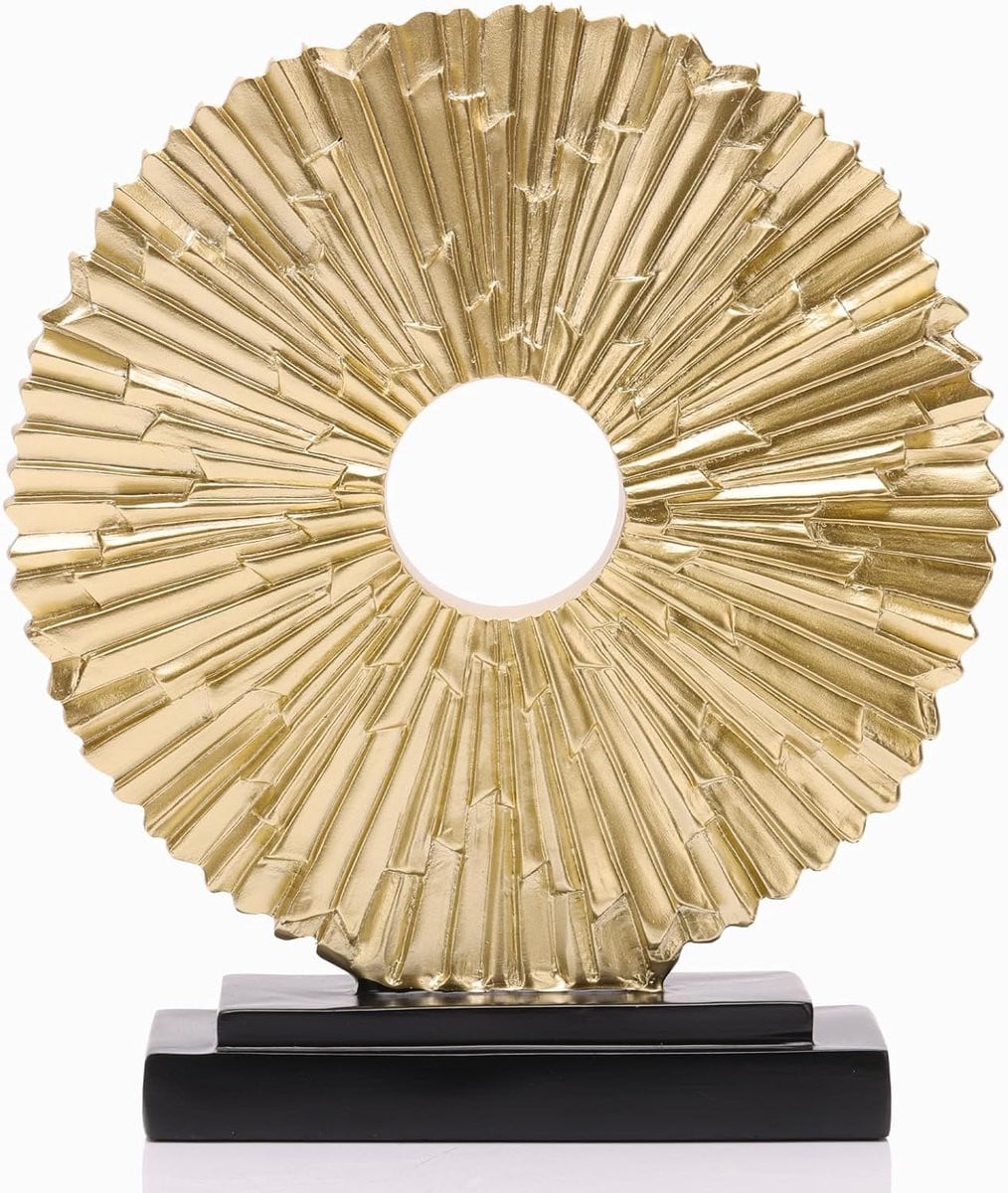 SnelShoppen Moderne Gouden Decoratie Beeld - Unieke Ronde Abstracte Sculptuur voor Wanddecoratie