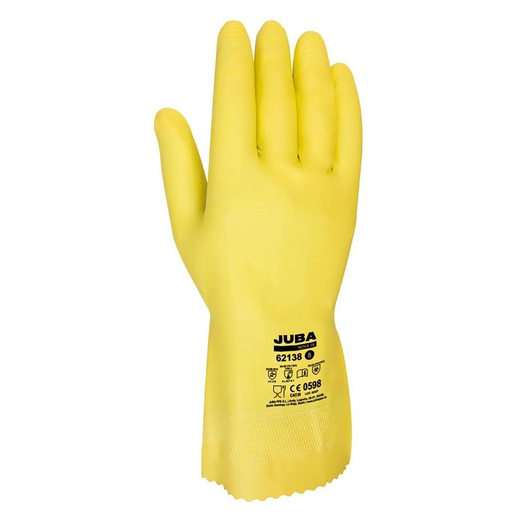 Juba Beflockter Latexhandschuh mit Baumwollfutter, für Chemikalien, gelb, s-07 (7) (32684862)