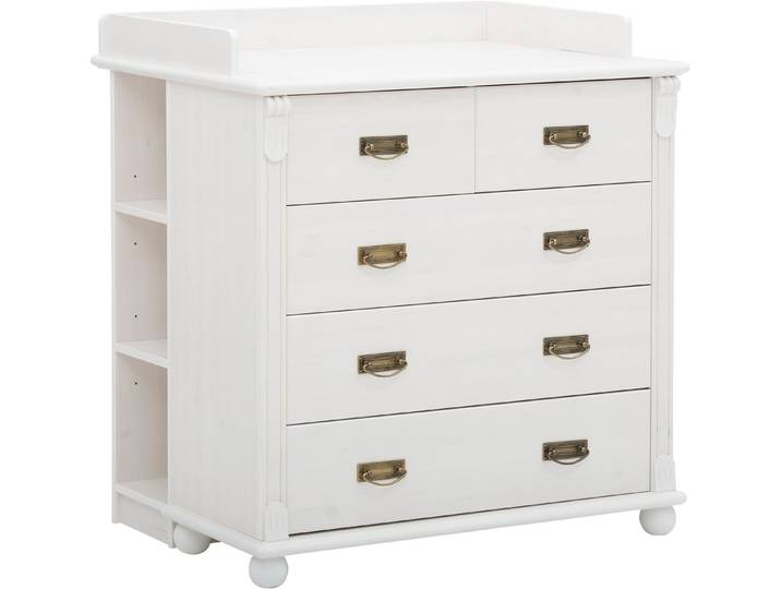 OTTO home Babyzimmer-Komplettset Aimo, luxoriöser Landhausstil, Messinggriffe, (Spar-Set, 3-tlg., Kinderbett, Wickelkommode, Unterbauregal, 5 Schubladen), aus Massivholz, FSC®-Holz aus gewissenhaft bewirtschafteten Wäldern