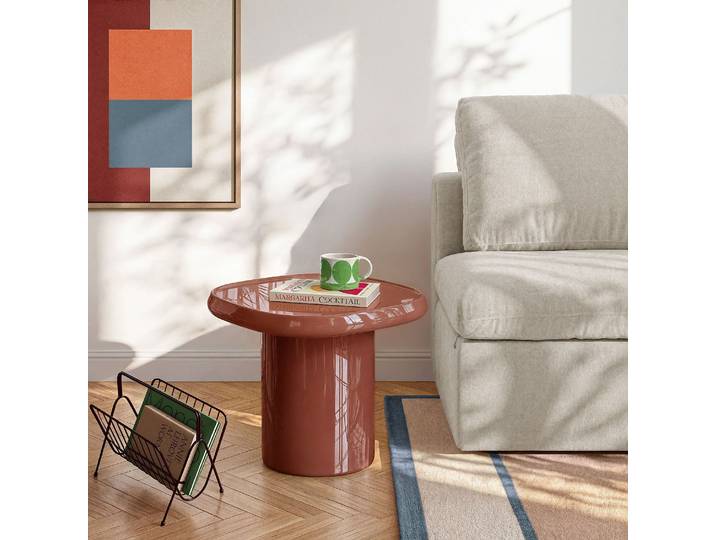 HABITAT - Table d'appoint carrée laquage haute brillance - Orange brique - Luna