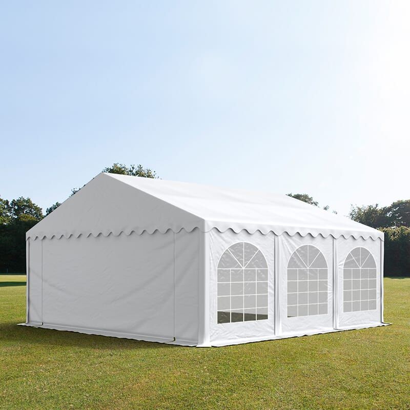 TOOLPORT 6x6m Partyzelt, PVC-Plane, weiß, mit Bodenrahmen - (7146)