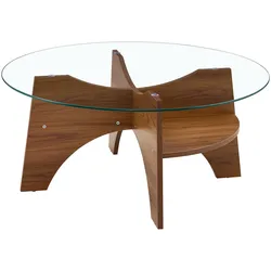 COUCHTISCH glas nussbaum optik stabiles design