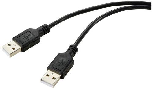 Renkforce USB-Kabel USB 2.0 USB-A Stecker, USB-A Stecker 1.00m Schwarz PVC-Mantel RF-5771508