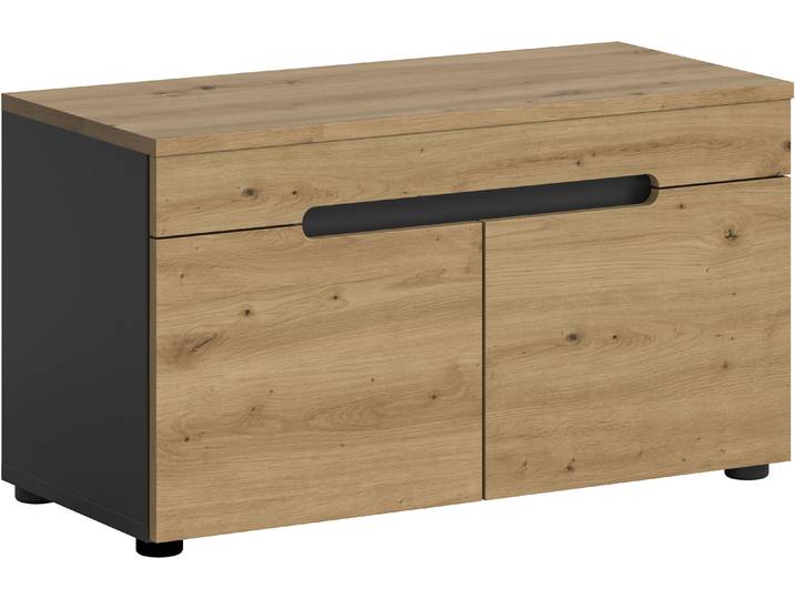 Sitzbank HOME AFFAIRE REHAT, TOPSELLER, Breite 80cm, 2 Türen, 2 Fächer , grau (basalt grau, artisan eiche nachbildung), B:80cm H:45cm T:37cm, FSC-zertifizierter Holzwerkstoff, Sitzbänke, Sitzbank, Garderobenbank, Flurbank, Dielenbank, Bank mit Stauraum, Bank