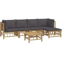 Helloshop26 - Gartenmöbelset Outdoor-Möbel 6-teilig mit dunkelgrauen Bambuskissen 02_0016780