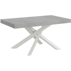 Itamoby Ausziehbarer Tisch 200/304x90 cm Volantis Beton weiße Beine