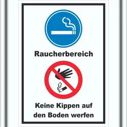 HB-Druck Schild Raucherbereich Boden verboten hochkant A1 (594x841mm)