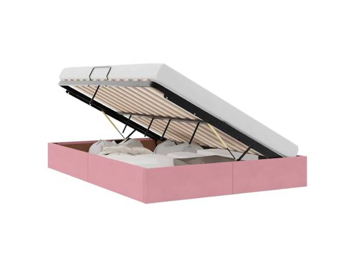 HFXHIJXQ Ottoman Bett 140x200 Samt Bettgestell mit Stauraum Rosa Samtbezug und hydraulischer Lift machen dieses Polsterbett zu einer praktischen Stauraumlösung für das Schlafzimmer.