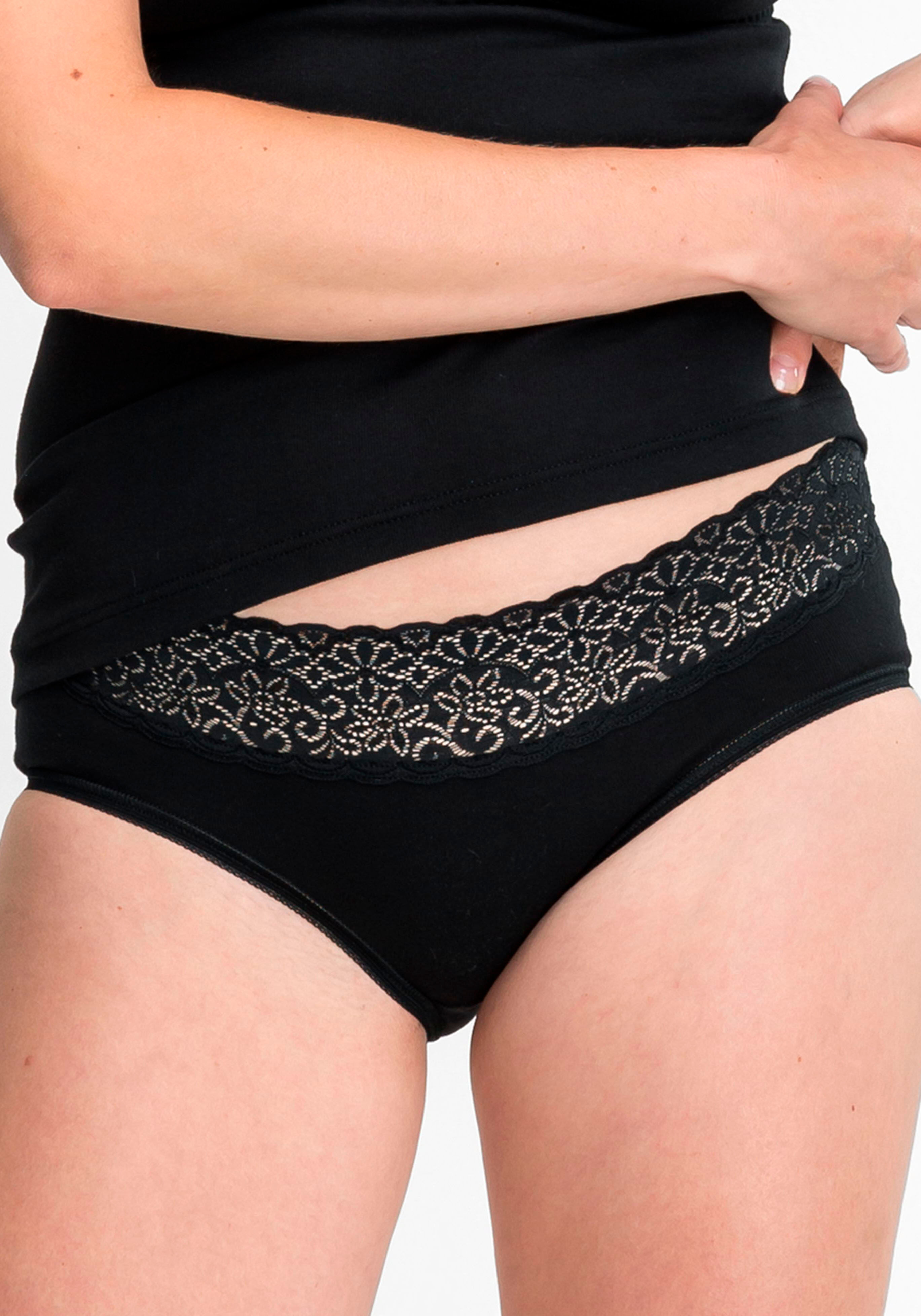 Hüftslip SPEIDEL "Natalie", Damen, Gr. 38, schwarz, Feinripp, Obermaterial: 100% Baumwolle. Spitze: 84% Polyamid, 16% Elasthan, gemustert, unifarben, Unterhosen Hüftslip, bequem, dekorativ, weich, elastisch, mit Spitze, Baumwolle schwarz 38
