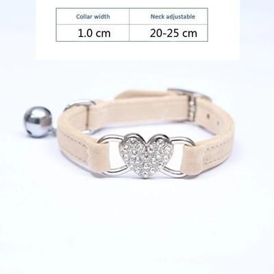 Uplifted Finds Heart Rhinestone Breakaway Cat Collar 7 khaki